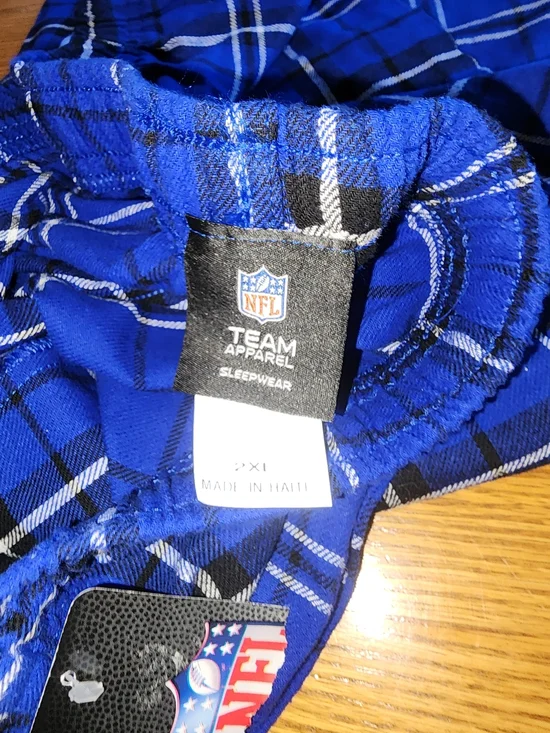 NFL Blue and Black Plaid Sleepwear Pants - Picture 3 of 4